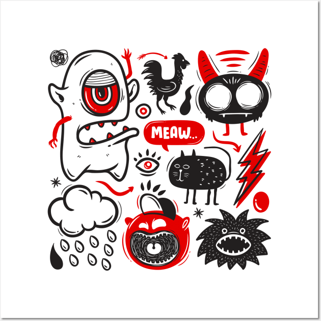 Monsters Doodle Wall Art by Mako Design 